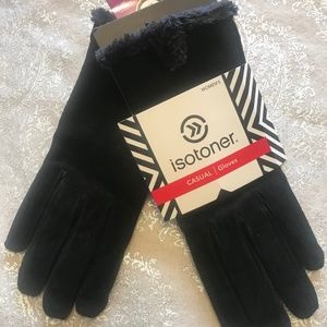 NWT Isotoner Microluxe Lined Suede Leather Gloves